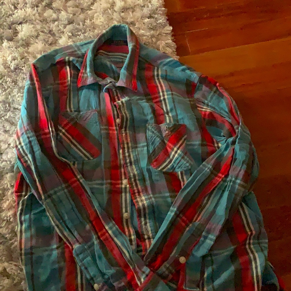 Men’s polo flannel, size XL